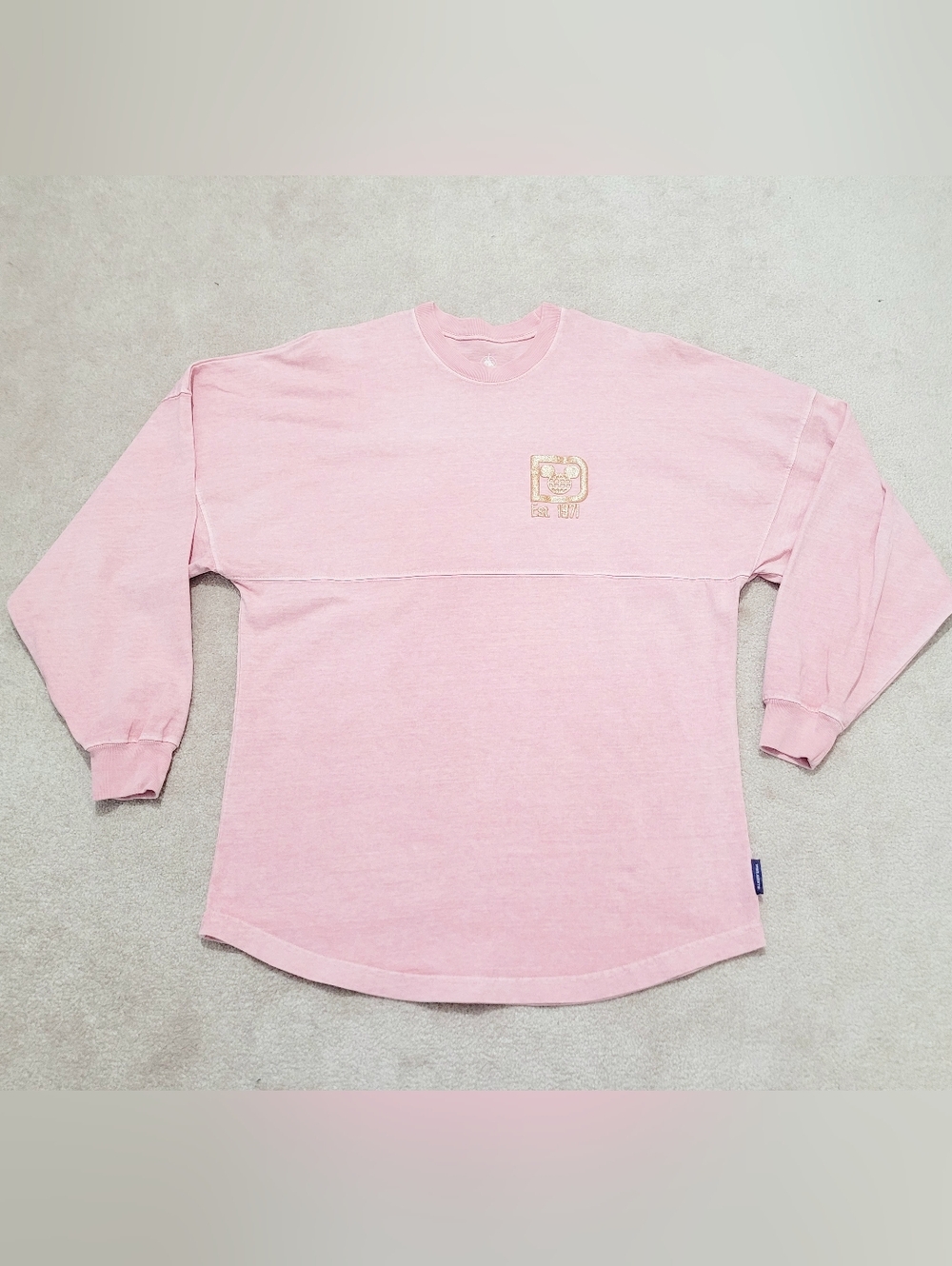 Disney Spirit Jersey Pink Oversized Shirt Women’s Small Gold Glitter Walt Disney - Picture 10 of 13